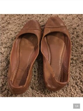 Frye Women's Brown Leather Slip-On Ballet Flats